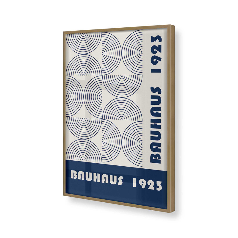 Bauhaus 1923 - imprimé bleu marine, Cadre pour photo simple or brossé, H 15,25 po x l 12,25 po
