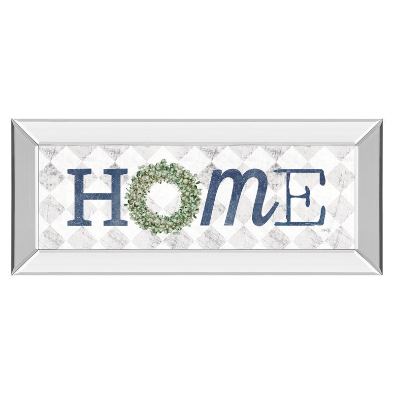 Art mural couronne d'eucalyptus - 18 po x 42 po - Cadre en miroir