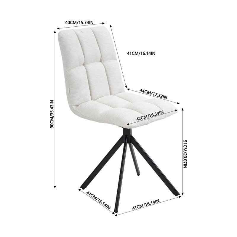 Upholstered Chenille Dining Chair, Beige, Beige, Iron