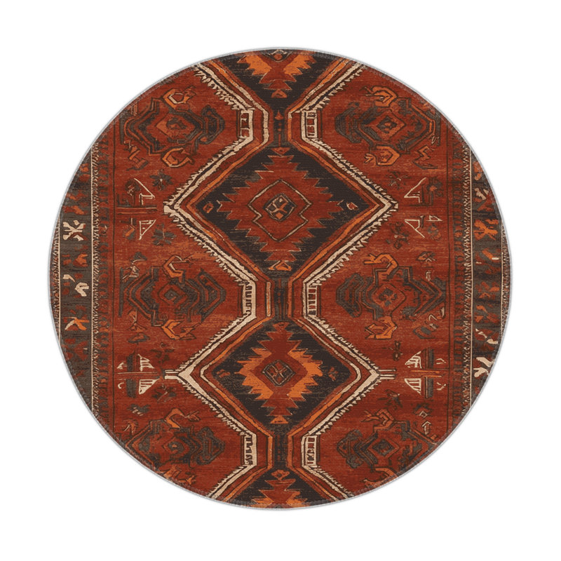 Tapis turc intérieur et extérieur brun, Rond 5 pi
