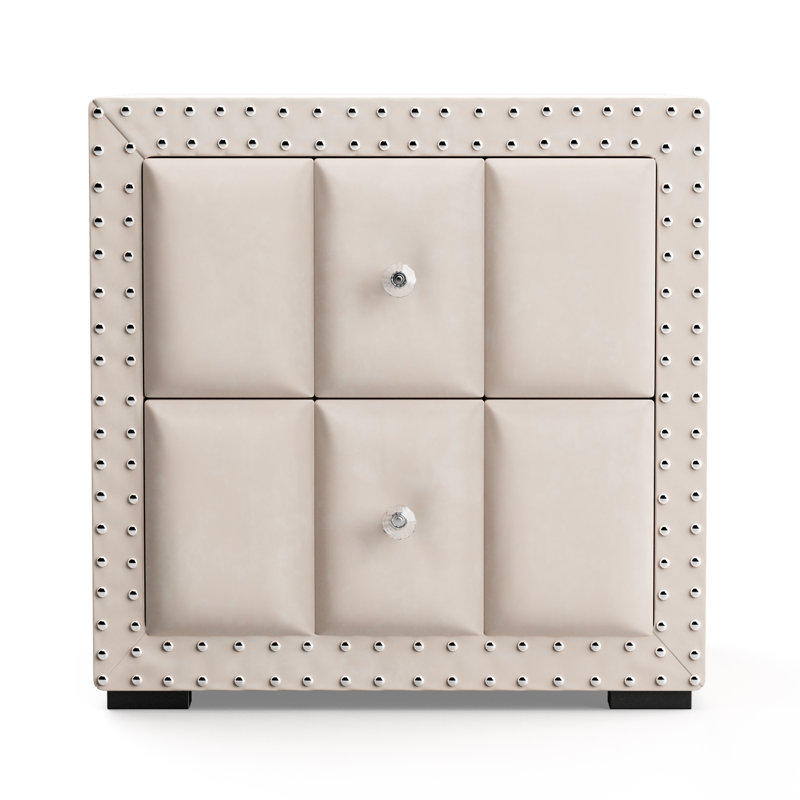 Table de chevet 2 tiroirs Gianni, Beige