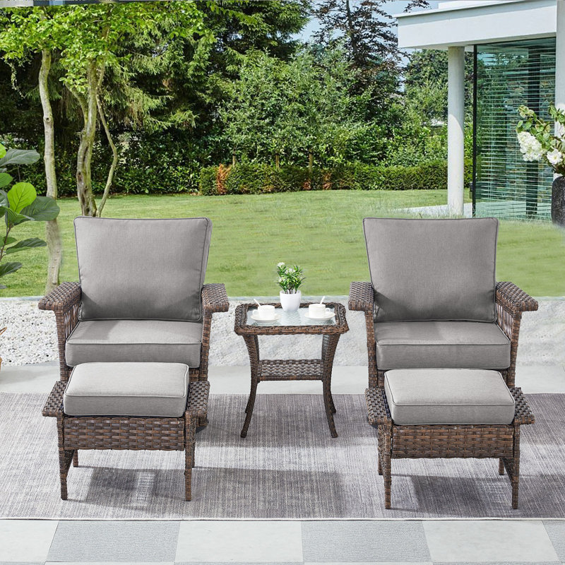 Malaree Wicker 2 - Person Patio Conversation Set with Cushions, Gray