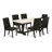 7-piece set with Cement Color small kitchen Table top and 6 Wire Brushed Black parson chairs with Nail heads and High Stylish Chair Back, Wire Brushed Black Finish-496512878-496512877-496512876
