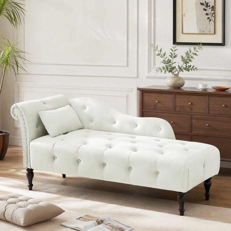 Pieds en bois massif avec garniture cloutée capitonnée 60,6 po Modern Sofa