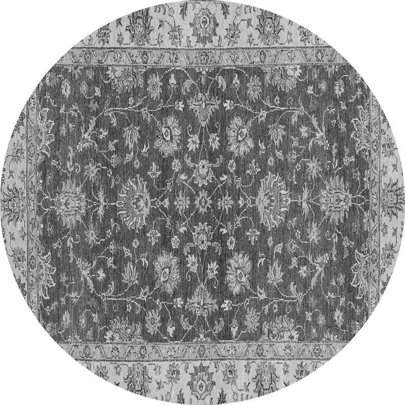 Tapis oriental gris rond fabriqué à la machine de 8 pi