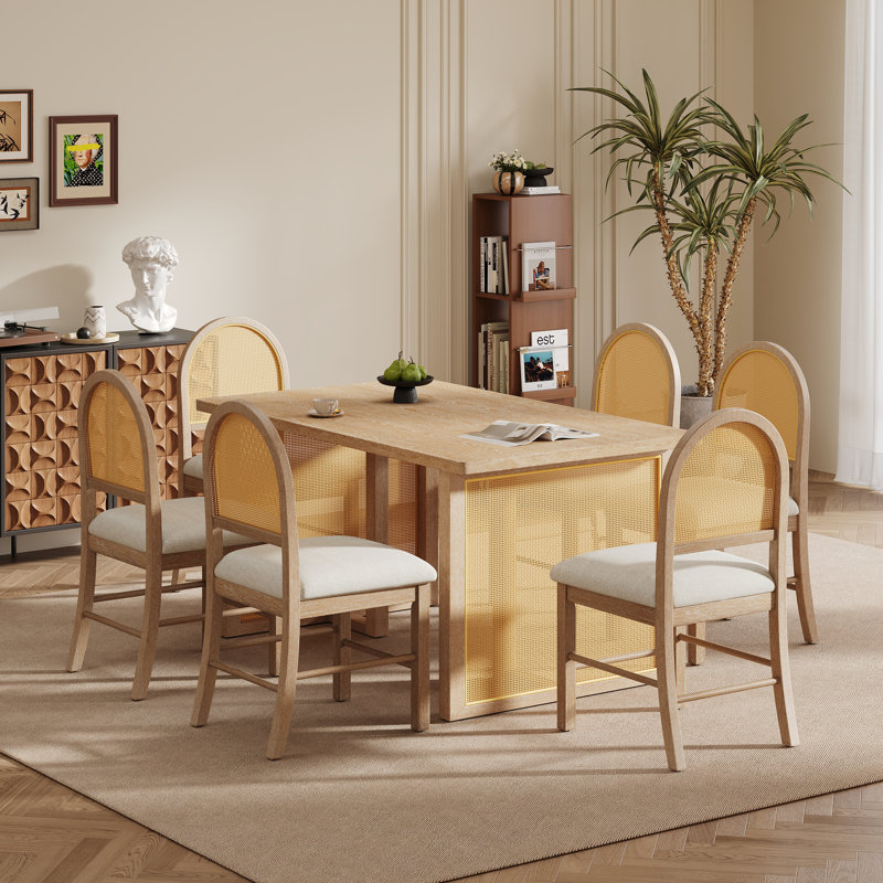 Ensemble de salle à manger 7 pièces 7 pièces, Naturel