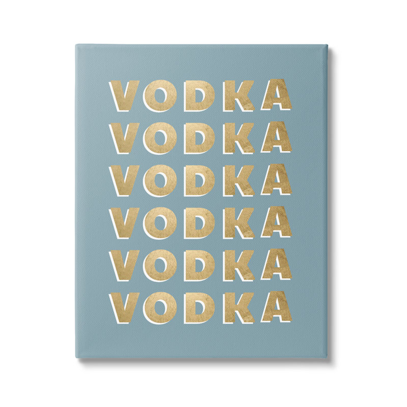 Motif de texte vodka Glam sur fond bleu sarcelle par CAD Designs - impression, Toile tendue, H 40 po x l 30 po x P 1,5 po