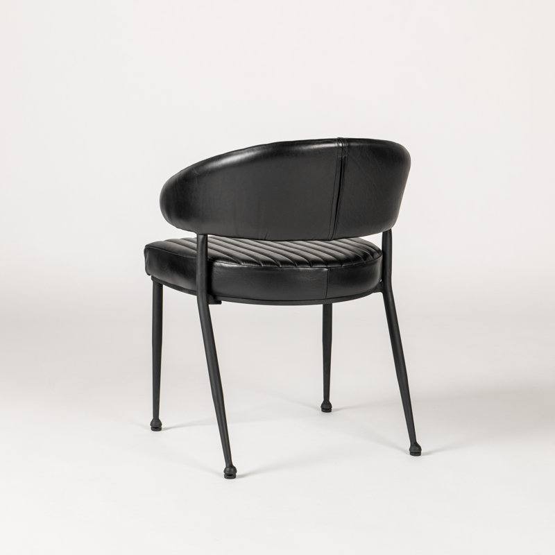 Leather Side Chair in Black, Black