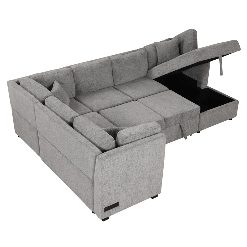Marsia Upholstered Sectional, Gray Chenille