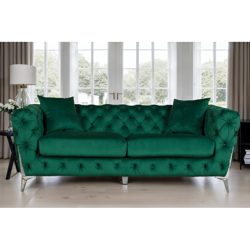 Middlefield 3 Seater Velvet Sofa, Green