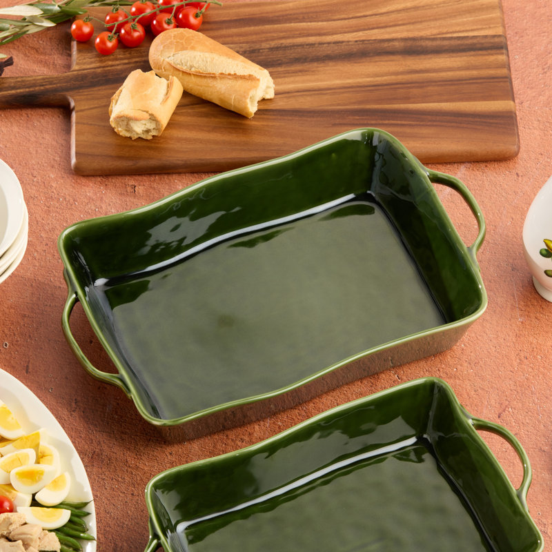 Verde Large Rectangular Stoneware Baker – 150oz Deep Dish for Casseroles, Lasagna & Roasting – Oven, Microwave & Dishwasher Safe – Elegant Oven-to-Table Bakeware