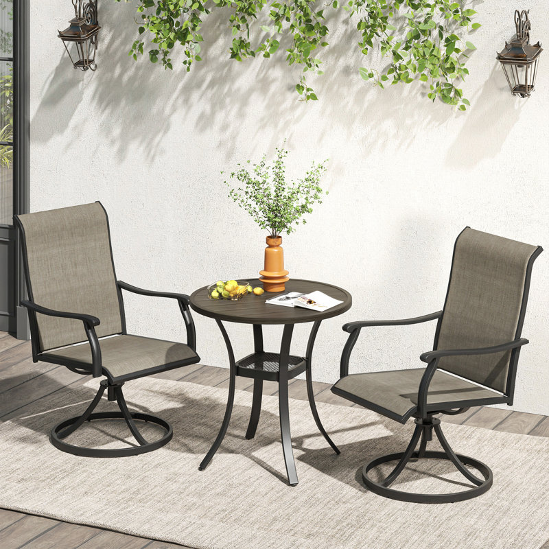 Ensemble repas pour patio, Bois brossé gris foncé / noir