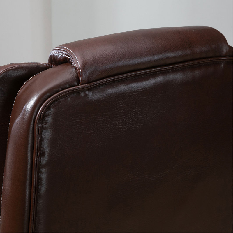 Fauteuil de bureau de massage à haut dossier avec vibration à 6 points, 5 modes, fauteuil de direction, fauteuil pivotant en cuir PU avec dossier inclinable et repose-pieds rétractable, brun