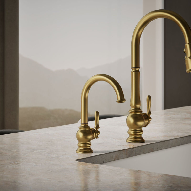 Artifacts Beverage Faucet, Vibrant Brushed Moderne Brass