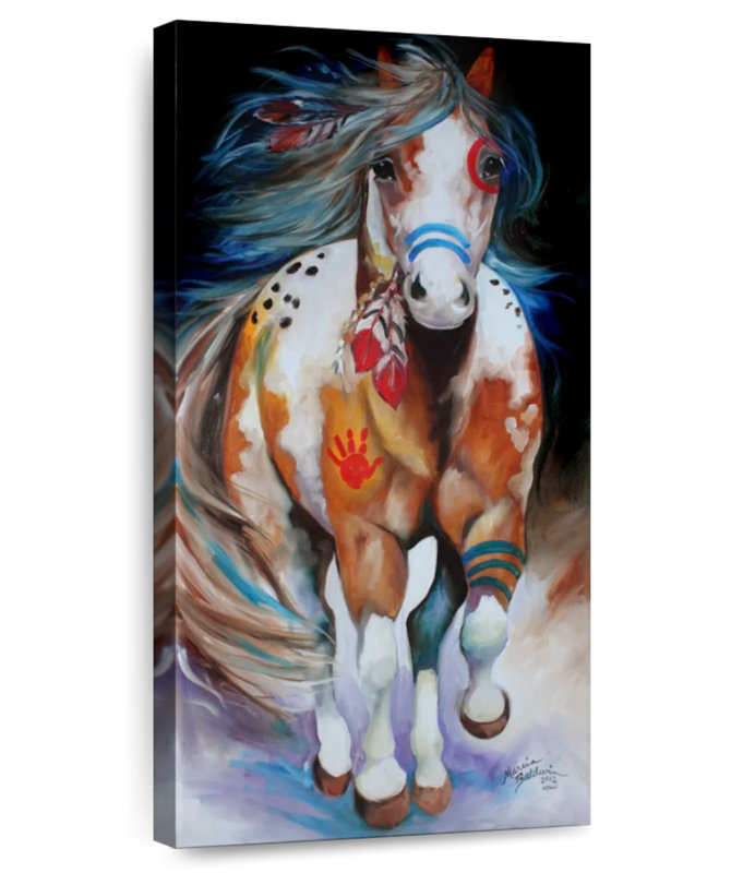 Cheval de guerre indien, H 24 po x l 12 po