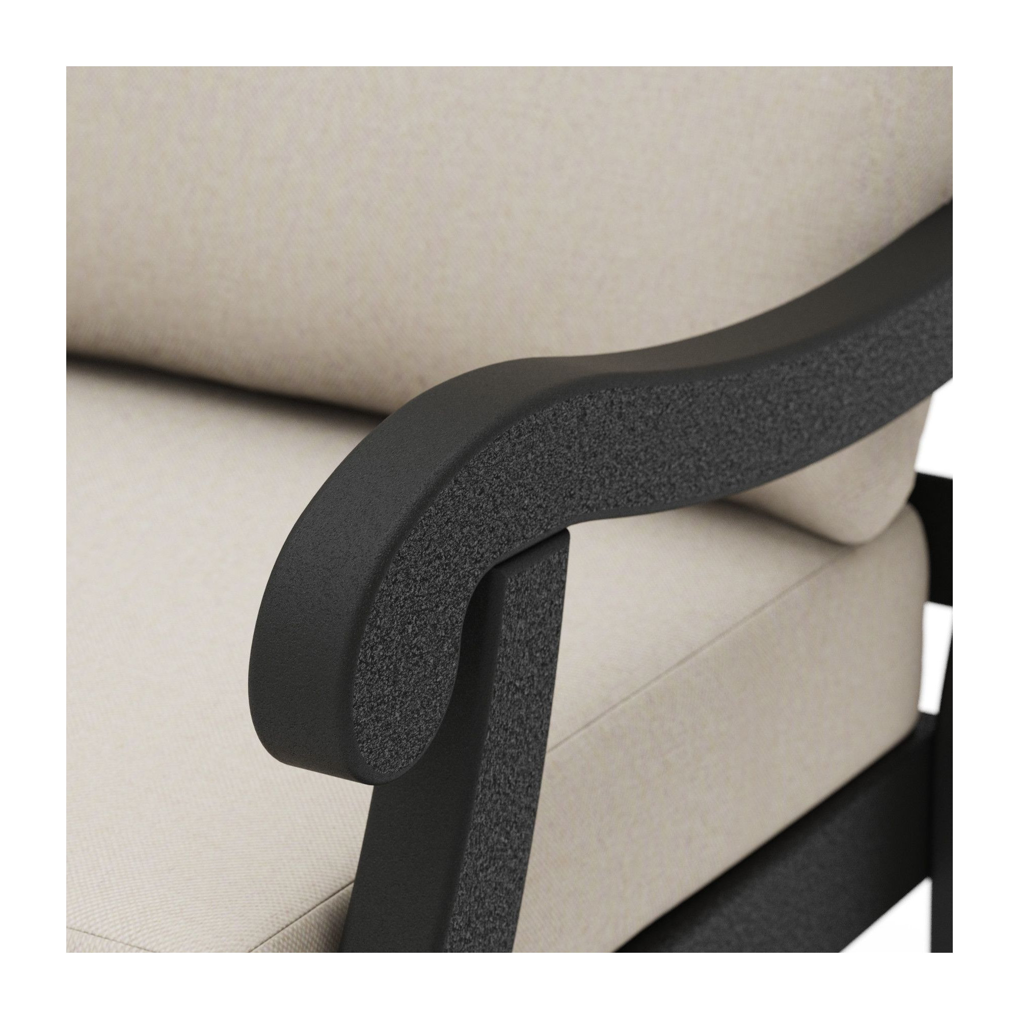 POLYWOOD x Birch Lane Verlyn Deep Seating Sofa, Dune Burlap Cushion/Black Frame