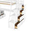 Lit mezzanine simple avec bureau, 7 tiroirs et 2 tablettes en blanc - stable 6 ans et plus