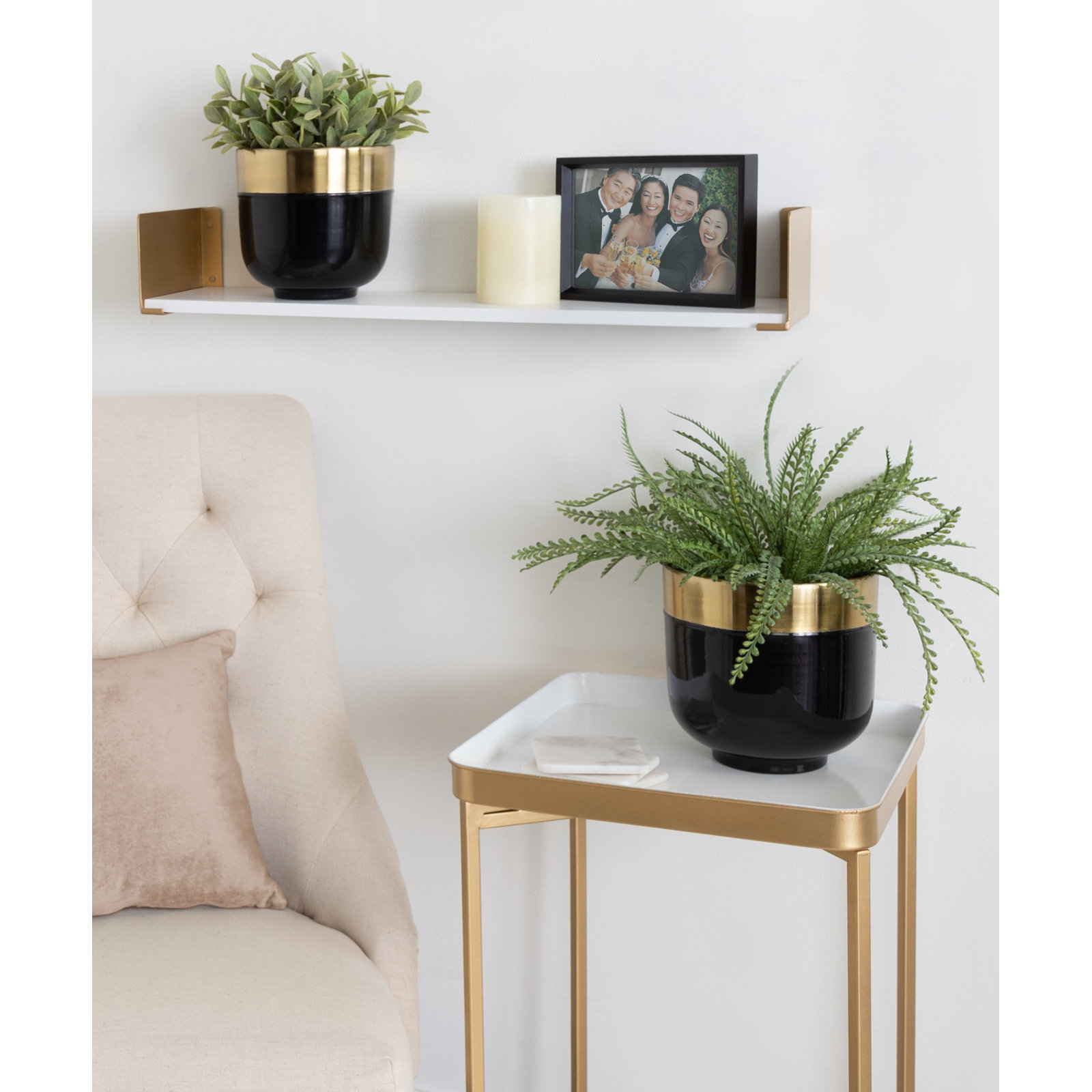 Fernhurst 8" Pot Planter, Gold/Black