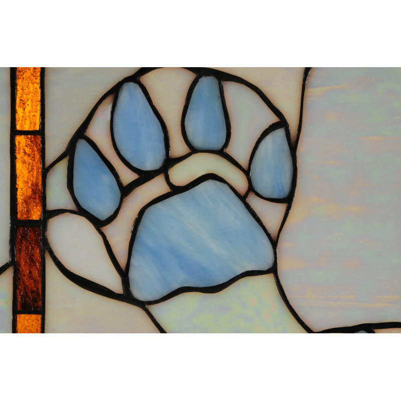 Deer and Cougar Tracks Stained Window Panel