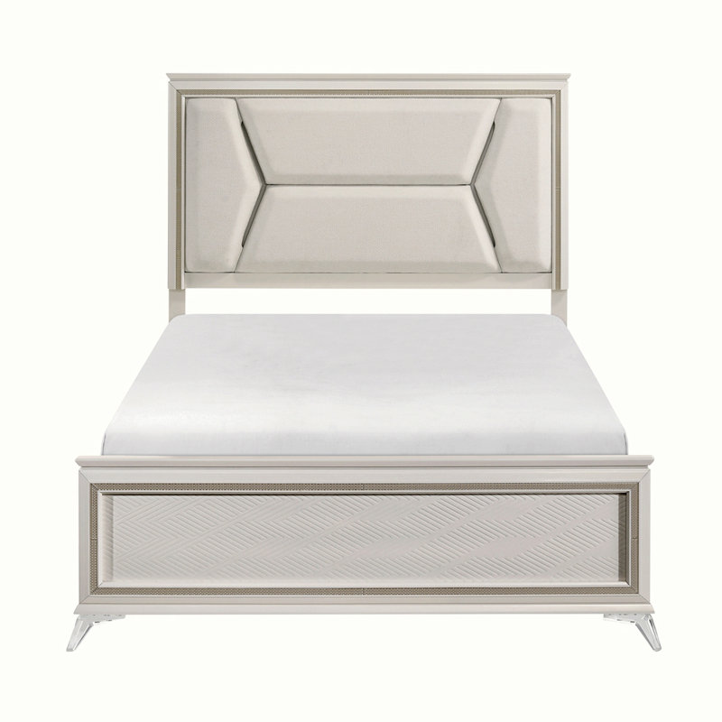 Cadre de lit avec tablettes latérales, deux tiroirs et port USB intégré, Grand, Blanc2