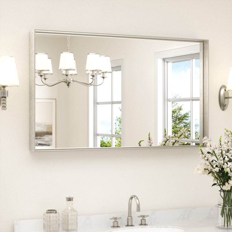 Stemn Framed Bathroom Vanity Mirror Accent Mirror, 40" x 24", Nickel
