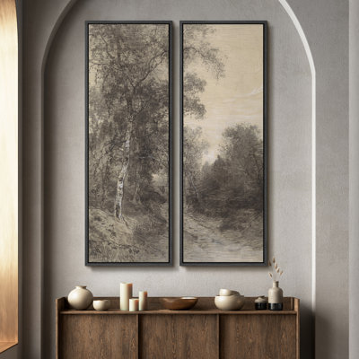 «Vintage Landscape Wall Art», ensemble de 2 toiles encadrées 20 x 60 pouces