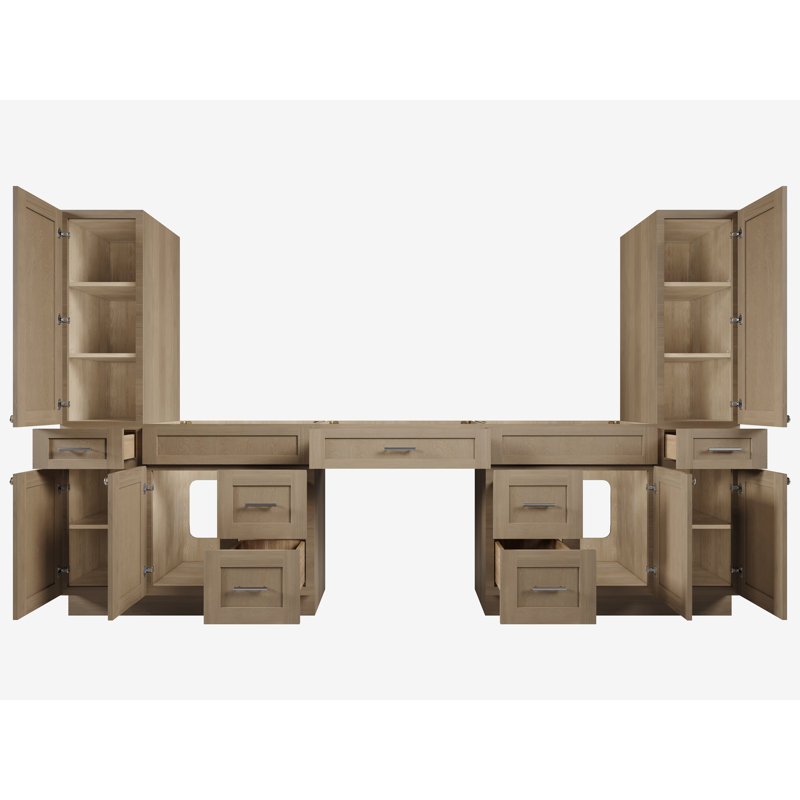 Meuble-lavabo double Disar, Chêne naturel