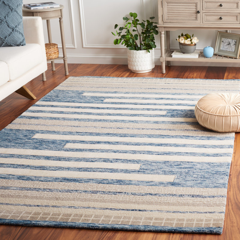 Barther Hand Tufted Wool Striped Rug, Rectangle 6' x 9'