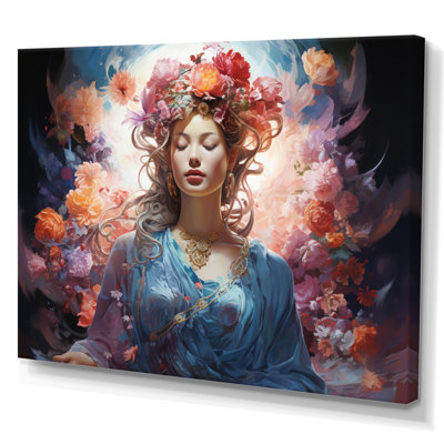 Art bouddhiste rose sarcelle Bodhisattvas Halo, reproduction d'art sur toile