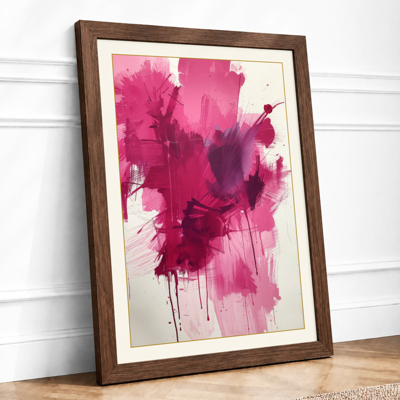 Magenta Bloom Abstract - Framed Print, A2 - 59.4 x 42.0 cm, Walnut