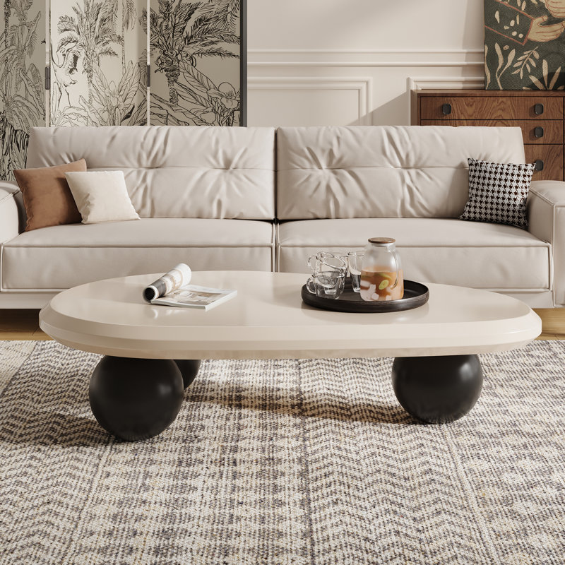 Table basse moderne en bois massif Khattab, Noir, Blanc
