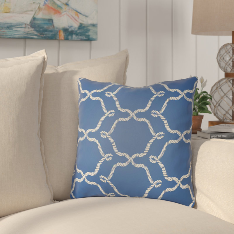 Litchfield Conway Geometric Outdoor Reversible Throw Pillow, 18" H x 18" W, Gray/Ivory