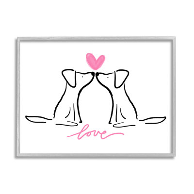" Love Typography Two Dogs Kissing Line Doodle " by Anna Whitham