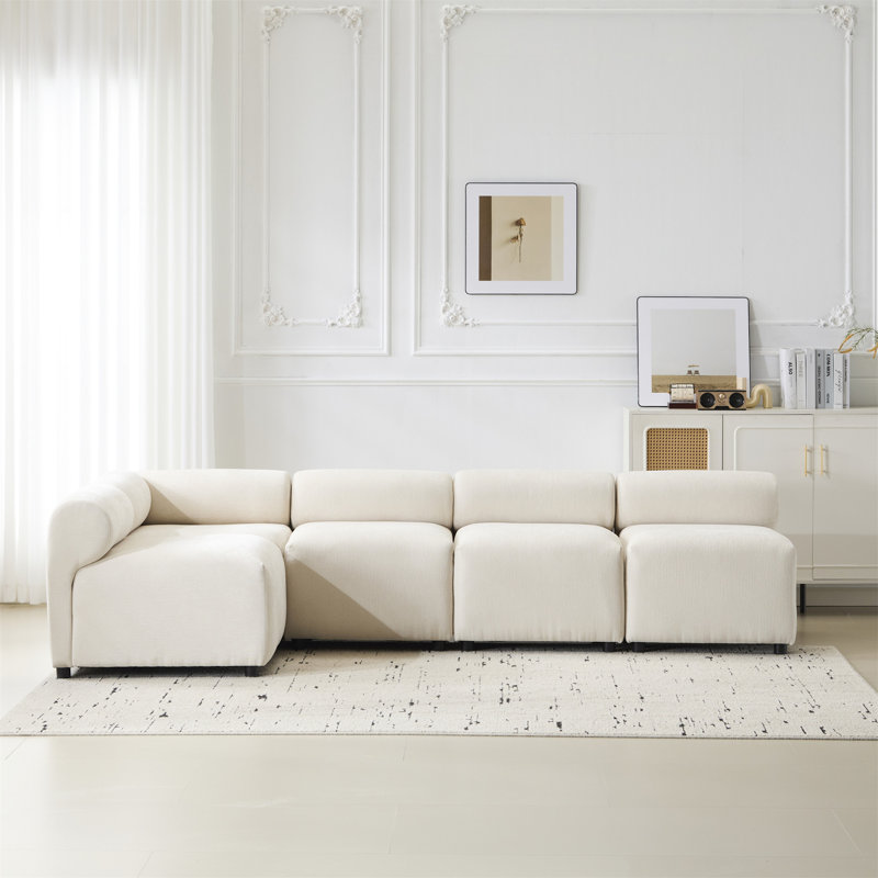 Evelyn 109 In.5-Piece L Shaped Modular Free Combination Sectional Sofa Couch For Living Rooms, 27" H x 109" W x 57" D