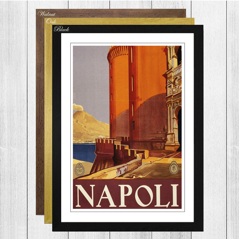 Vintage Travel Napoli Framed Vintage Advertisement - Framed Print, Black