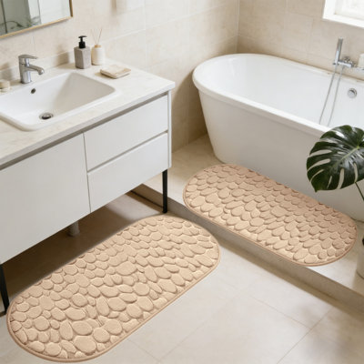Bathroom Rugs Sets 2 Piece Super Absorbent Dry Non Slip Bathroom Floor Mats Shower Rugs for in Front of Bathtub