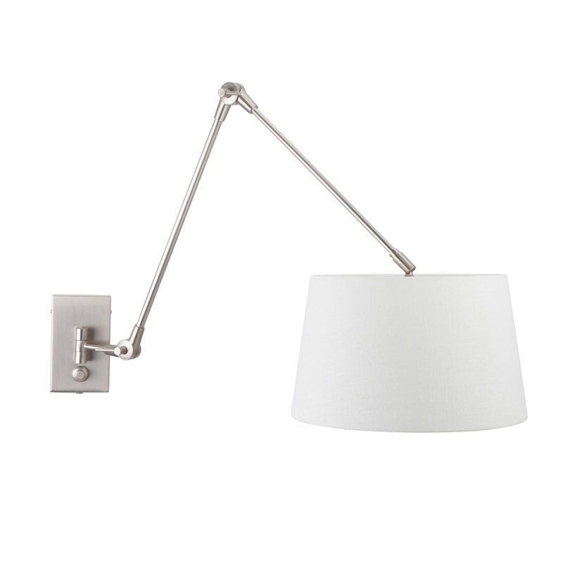 Sakamoto Steel Plug-in Swing Arm Sconce, Cream, 38" H x 35" W x 90" D