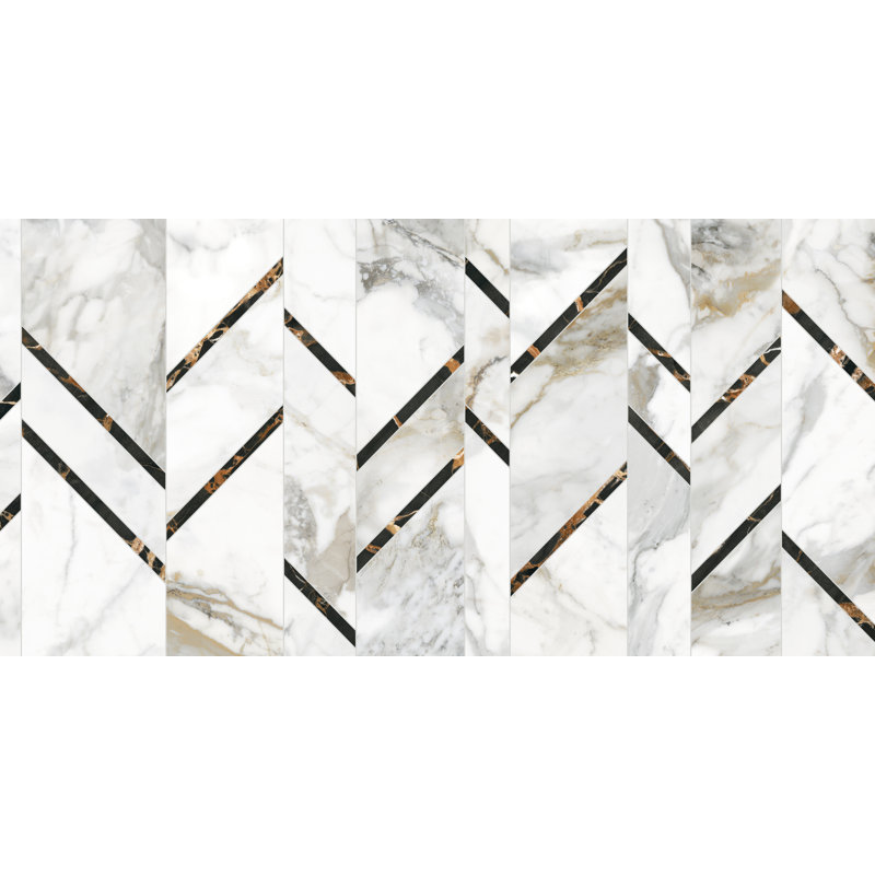 Carrelage mural en porcelaine ultrabrillant aspect marbre 19,3 po x 38,6 po