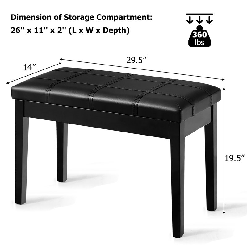 Banc de rangement Alumbaugh, Noir