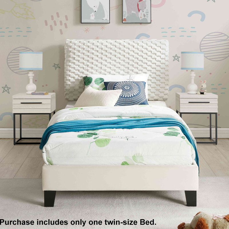 Lit plateforme tapissier Findlay Plush 3D, Lit simple