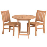 3 Piece Teak Wood Outdoor Patio Dining Set Including 36" Round California Table And 2 Abaco Side Chairs