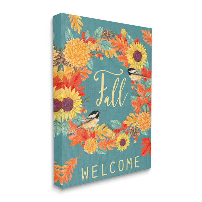 « Fall welcome Autumn moisson Birds » par Andrea Tachiera, impression d’art graphique, Toile tendue