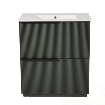 Meuble-lavabo de salle de bain avec lavabo en céramique et 2 tiroirs