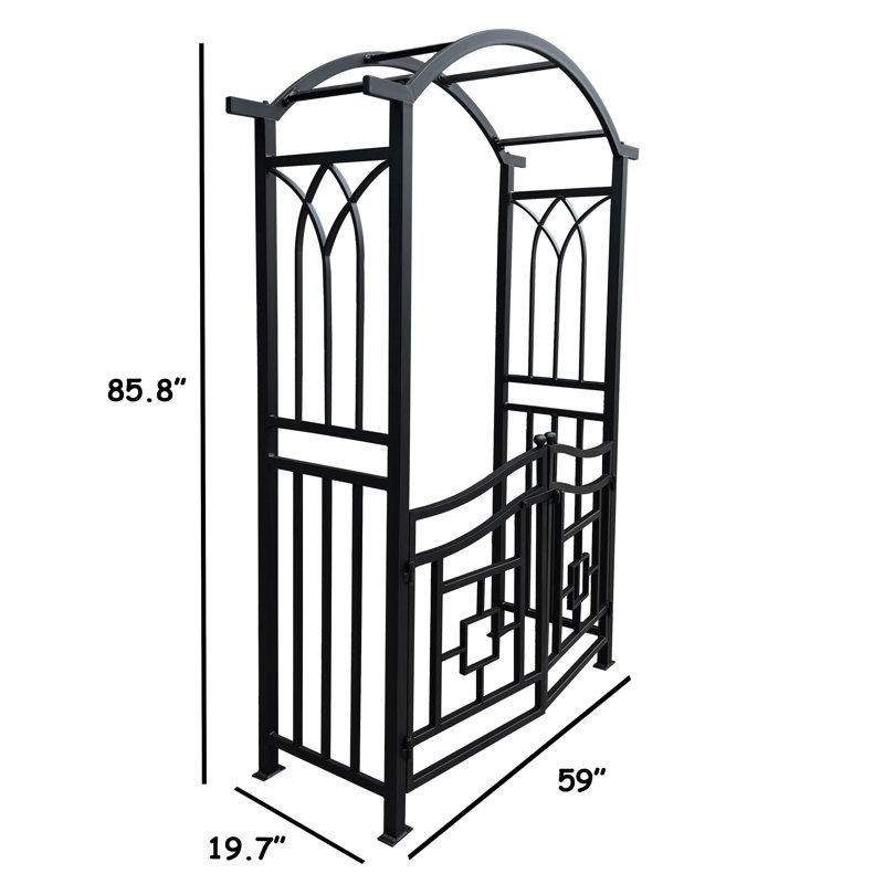 Arche de jardin en aluminium avec barrière, Noir