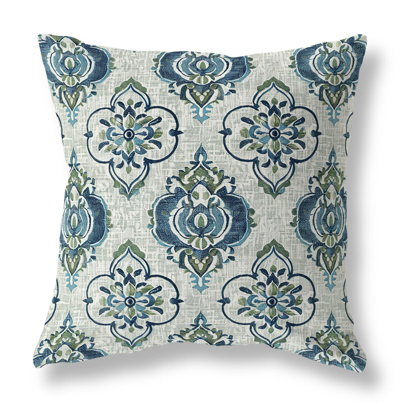 Coussin décoratif intérieur / extérieur Jade, H 20 po x l 20 po, Bleu / Vert