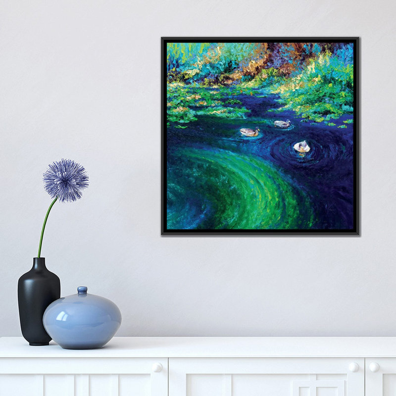 « réfléchissant panel ii », reproduction d’art sur toile, H 18 po x l 18 po x P 1,5 po, Toile avec cadre noir, Pas de tapis
