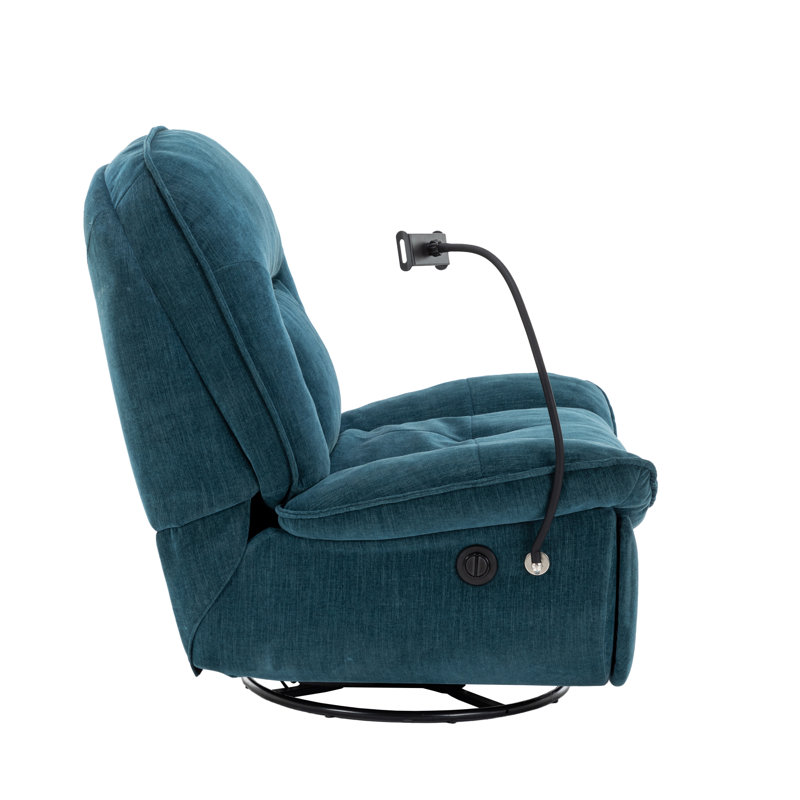 Betzabe Upholstered Swivel Recliner, Green Chenille