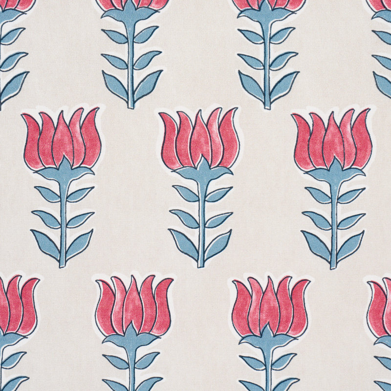 Tissu tulipe Mia, Delft / cramoisi