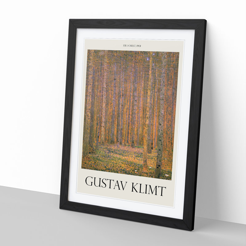 Fir Tree Forest by Gustav Klimt - Single Picture Frame Print, Black Framed, 48cm H x 36cm W x 2cm D