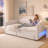 Adjustable Linen Upholstered Daybed With Twin XL Expansion, Storage Drawers & LED Features-1965659298